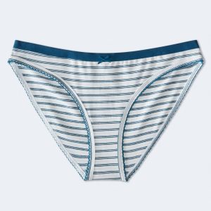 Cotton Striped Bikini - Blue