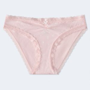 Floral Cinched Lace-Trim Low-Rise Bikini - Fresh Lavender