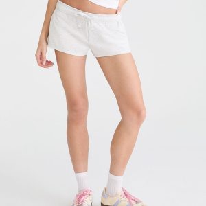 Mid-Rise Waffle Shorts - Lightest Heather Grey