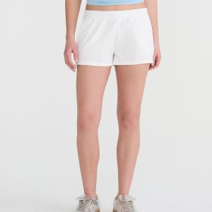 Mid-Rise Waffle Shorts - Cream