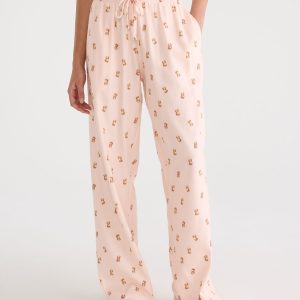 Puppies Flannel Sleep Pants - Impatiens Pink