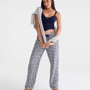 Heart Check Flannel Sleep Pants - Victoria Navy