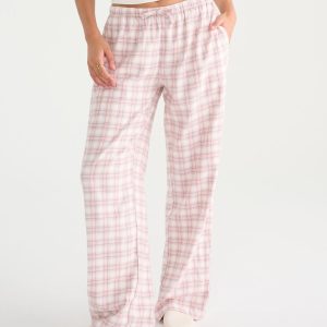 Déjà For Aero Plaid Flannel Sleep Pants - Cream