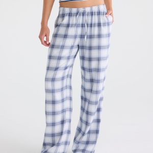 Déjà For Aero Plaid Flannel Sleep Pants - Cream