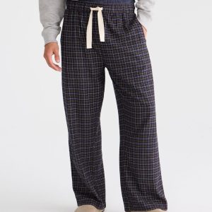 Plaid Flannel Sleep Pants - Pagoda Blue