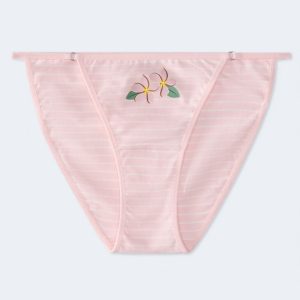 Floral Stripe String Cheeky - Peach Whip