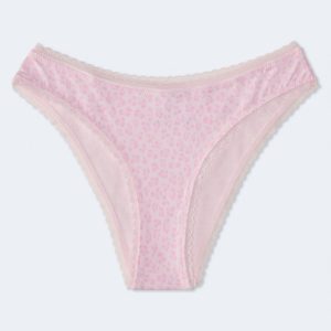 Cotton Pink Leopard Lace-Trim Cheeky - Amaranth Pink