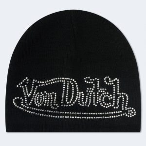 Von Dutch Rhinestone Beanie - Black