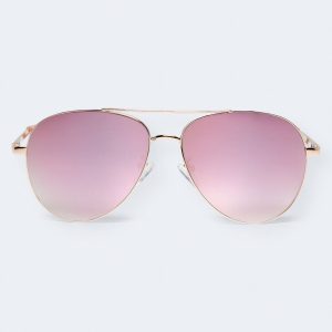Colored Lens Aviator Sunglasses - Pink