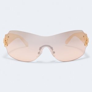 Butterfly Shield Sunglasses - Beige