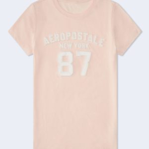 Aeropostale 87 Appliqué Graphic Tee - Pink Flambe