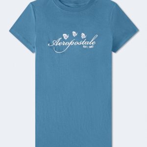 Aeropostale Butterflies Graphic Tee - Midnight Sky