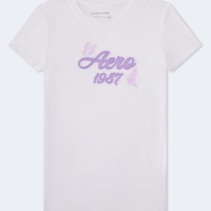 Aero 1987 Butterfly Appliqué Graphic Tee - Bleach