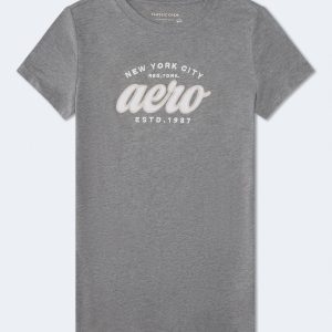 Aeropostale New York City Appliqué Graphic Tee - Med Hthr Grey