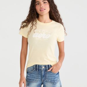 Aeropostale New York City Appliqué Graphic Tee - Lemon Sorbet
