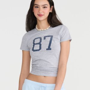 Aeropostale 87 Graphic Tee - Light Heather Grey