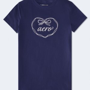 Aero Heart Bow Graphic Tee - Ensign Blue