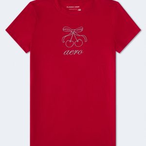 Aero Cherry Bow Graphic Tee - Red Cedar