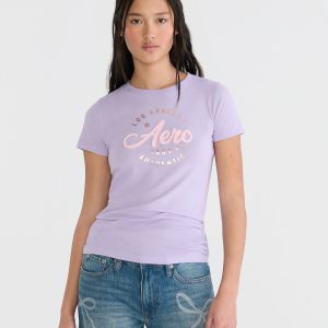 Aero Los Angeles Appliqué Graphic Tee - Lilac Holiday