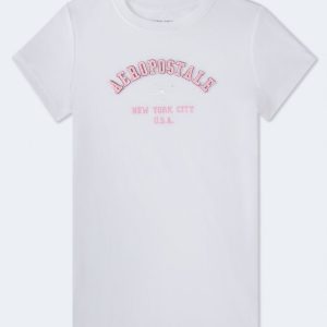 Aeropostale Floral Arch Appliqué Graphic Tee - Bleach