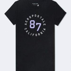 Aeropostale 87 Appliqué Graphic Tee - Black Fox