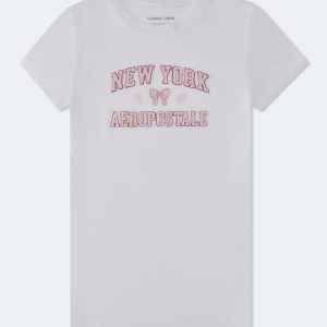 Aeropostale New York Bow Appliqué Graphic Tee - Bleach