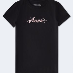 Aero Script Graphic Tee - Black Fox