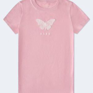 Aero Lace Butterfly Graphic Tee - Desert Rose