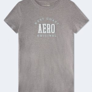 Aero West Coast Appliqué Graphic Tee - Med Hthr Grey