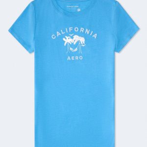 California Palm Hammock Foil Graphic Tee - Blue Eclipse