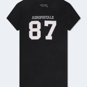 Aeropostale 87 Appliqué Graphic Tee - Black Fox