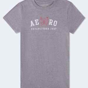 Aero Butterfly Graphic Tee - Med Hthr Grey