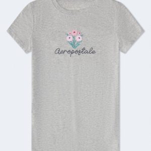 Aeropostale Bouquet Graphic Tee - Light Heather Grey