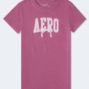 Aero Bow Logo Appliqué Graphic Tee - Burgundy