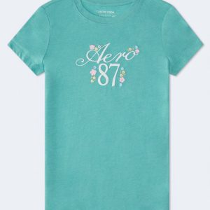 Aero 87 Floral Graphic Tee - Nile Blue