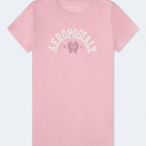 Aeropostale Crest Appliqué Graphic Tee - Desert Rose