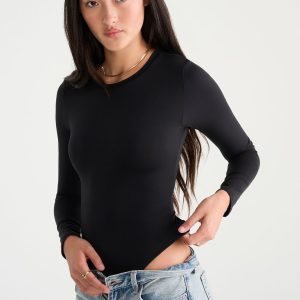 Long Sleeve Buttery Soft Crew Bodysuit - Black Fox
