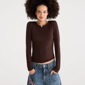 Déjà For Aero Long Sleeve Buttery Soft Crew Tee - Jaspe Muted Ebony