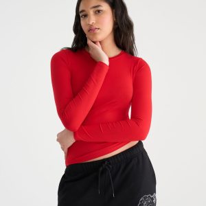 Déjà For Aero Long Sleeve Buttery Soft Crew Tee - Vinyl Red