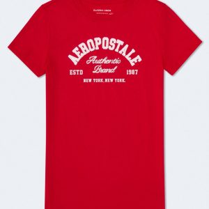 Aeropostale Arch Foil Graphic Tee - Vinyl Red