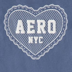Aero NYC Lace Heart Graphic Tee - Vintage Indigo