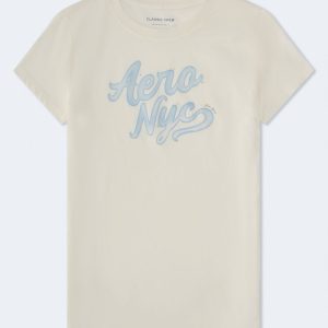 Aero NYC Script Graphic Tee - Ethereal White