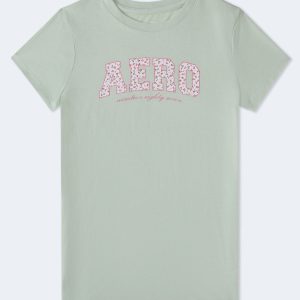 Aero Floral Fill Graphic Tee - Smoke Green