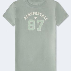 Aeropostale 87 Heart Graphic Tee - Gull Gray
