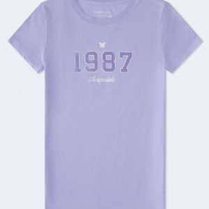 Aeropostale 1987 Flocked Graphic Tee - Sweet Lavender