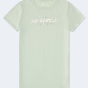 Aeropostale Bow Glitter Graphic Tee - Green Tinge