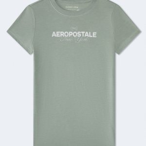 Aeropostale Bow Glitter Graphic Tee - Dusty Rosemary