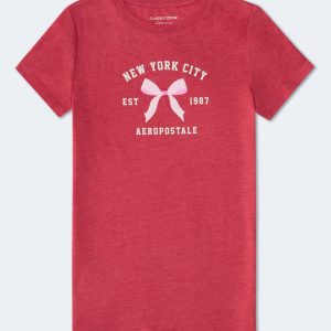 Aeropostale NYC Bow Graphic Tee - Mellow Rose