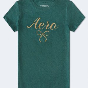 Aero Bow Glitter Graphic Tee - Dusty Rosemary