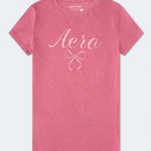 Aero Bow Glitter Graphic Tee - Canyon Rose